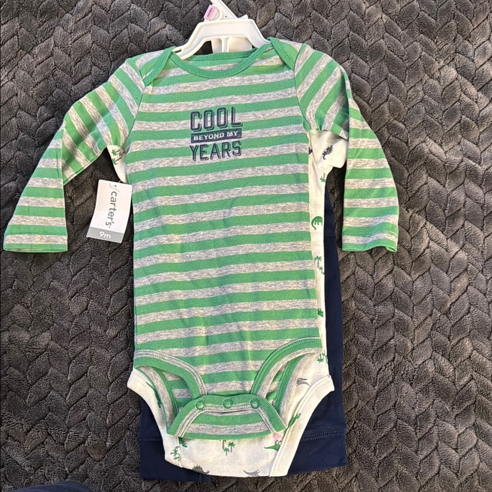 Carter’s Dinosaur Onesies (2) and Pants Set 9 Months